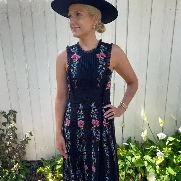 Zimmermann Laelia Cross Stitch Maxi Dress Black Size 0 / AU 8 photo 3