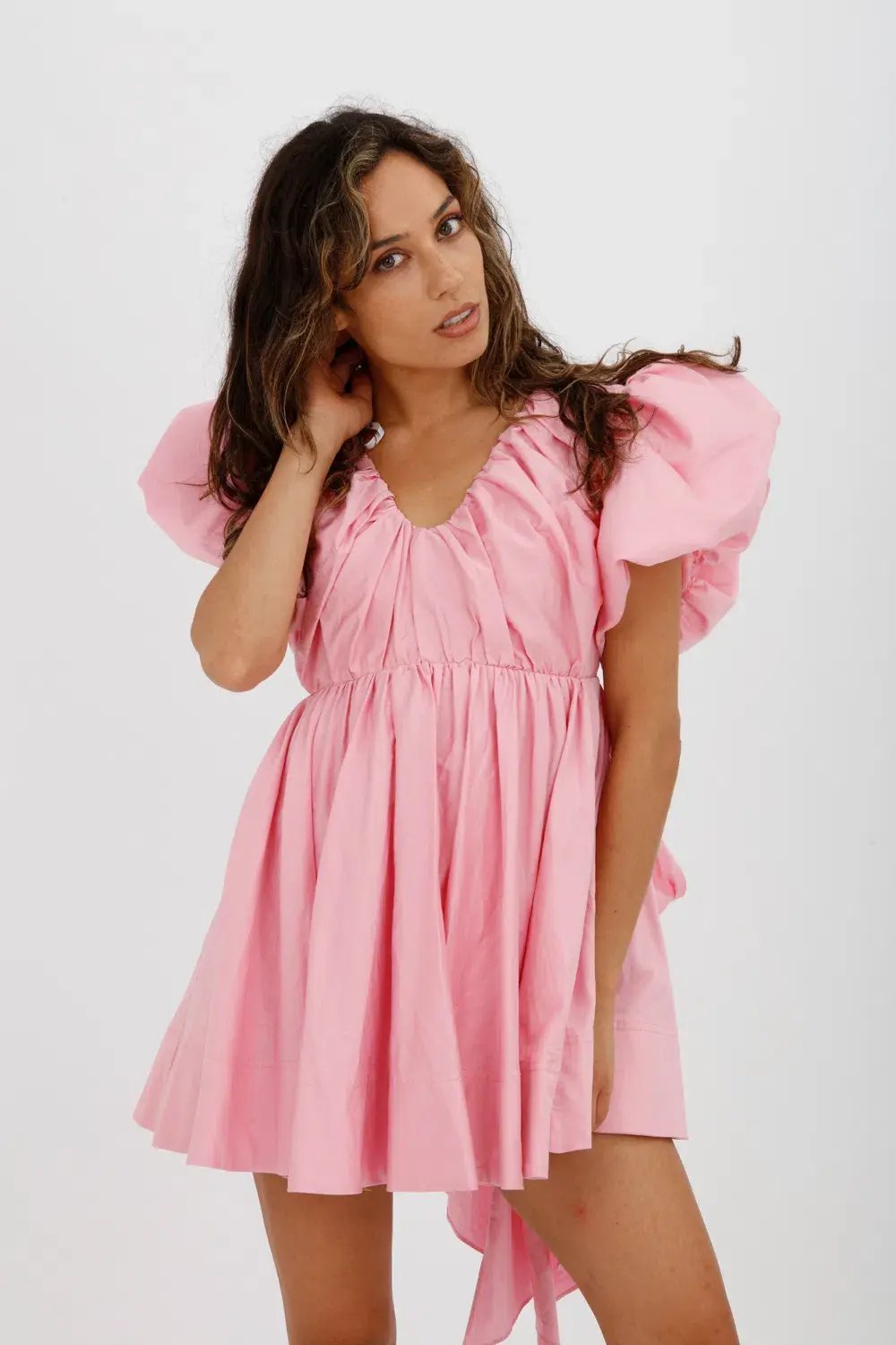Aje Gretta Bow Back Mini Dress Ballet Pink Size 10 photo 6