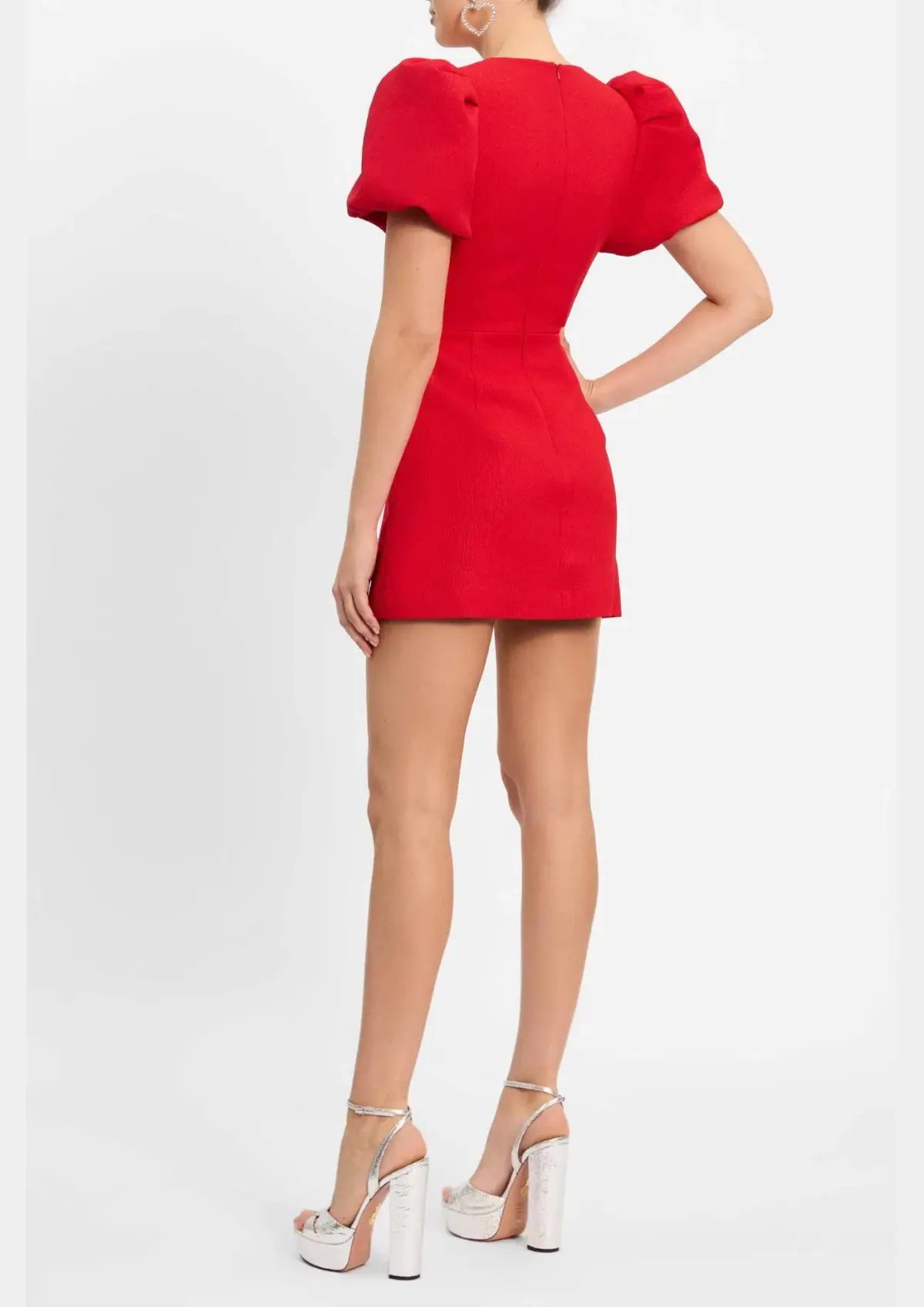 Rebecca Valence Chiara Puff Sleeve Mini Dress Red Size AU 8 photo 4
