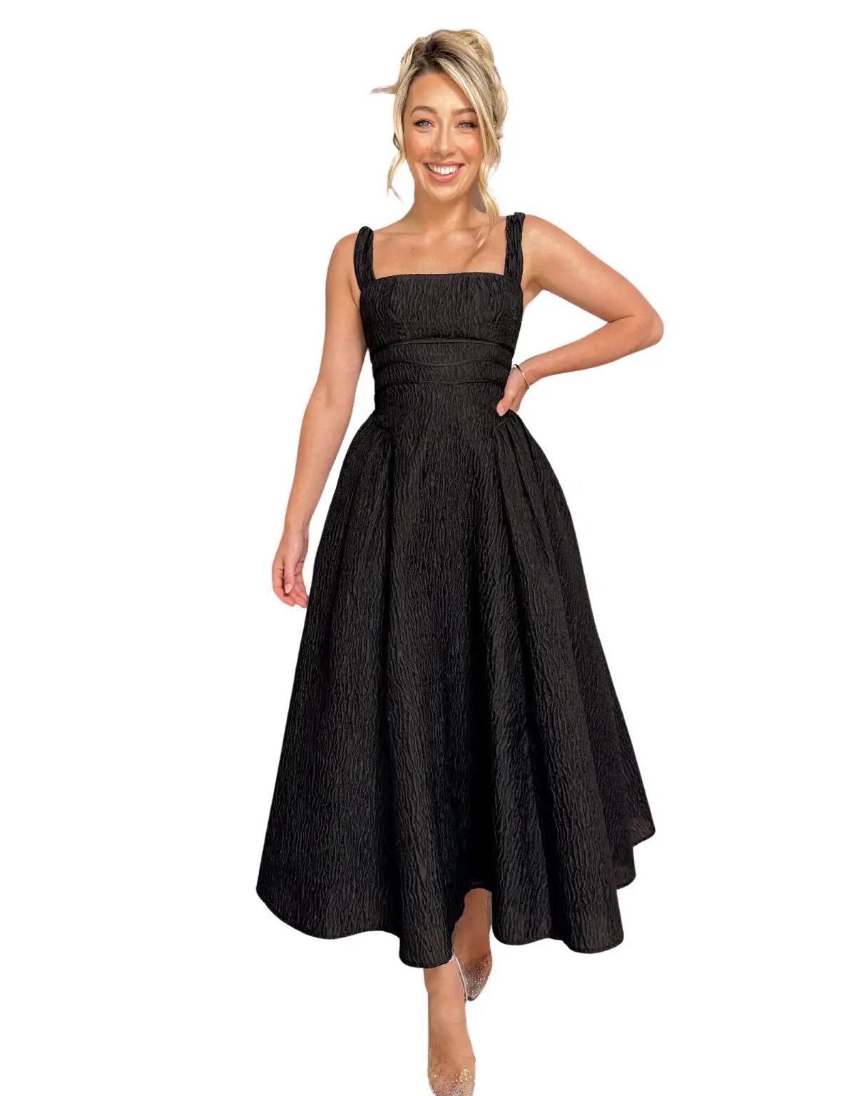 Rachel Gilbert Sophy Strap Midi Dress in Black Size 3 / Au 12 photo 2