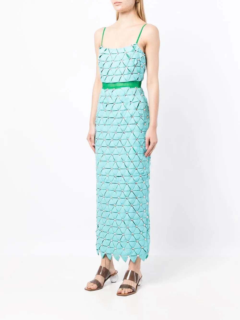 Rachel Gilbert Cindy Panelled Maxi Gown Aqua Size 0 / AU 6 photo 2