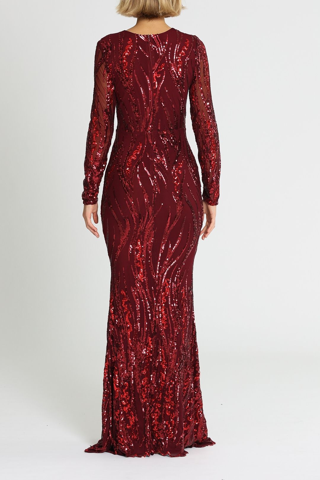 Deep V Plunge Dress - Wine photo 3