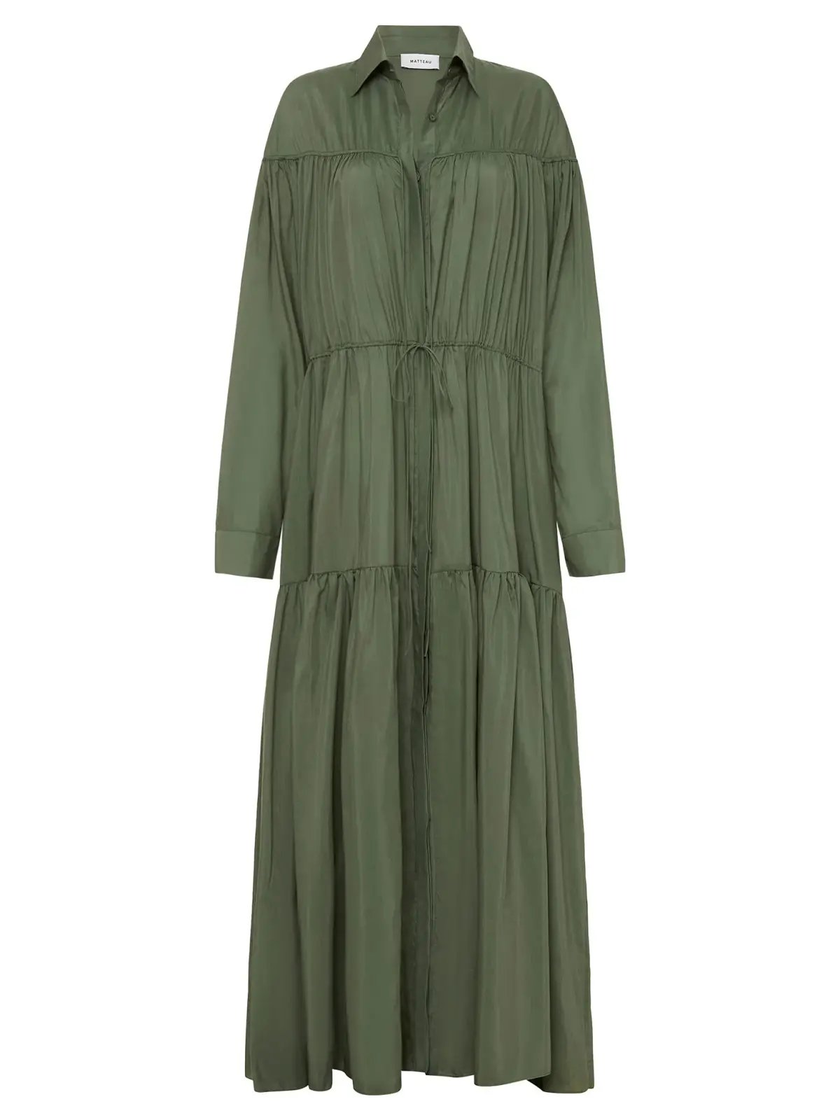 Matteau Tiered Drawcord Dress in Fern Size 3 / AU 12 photo 4