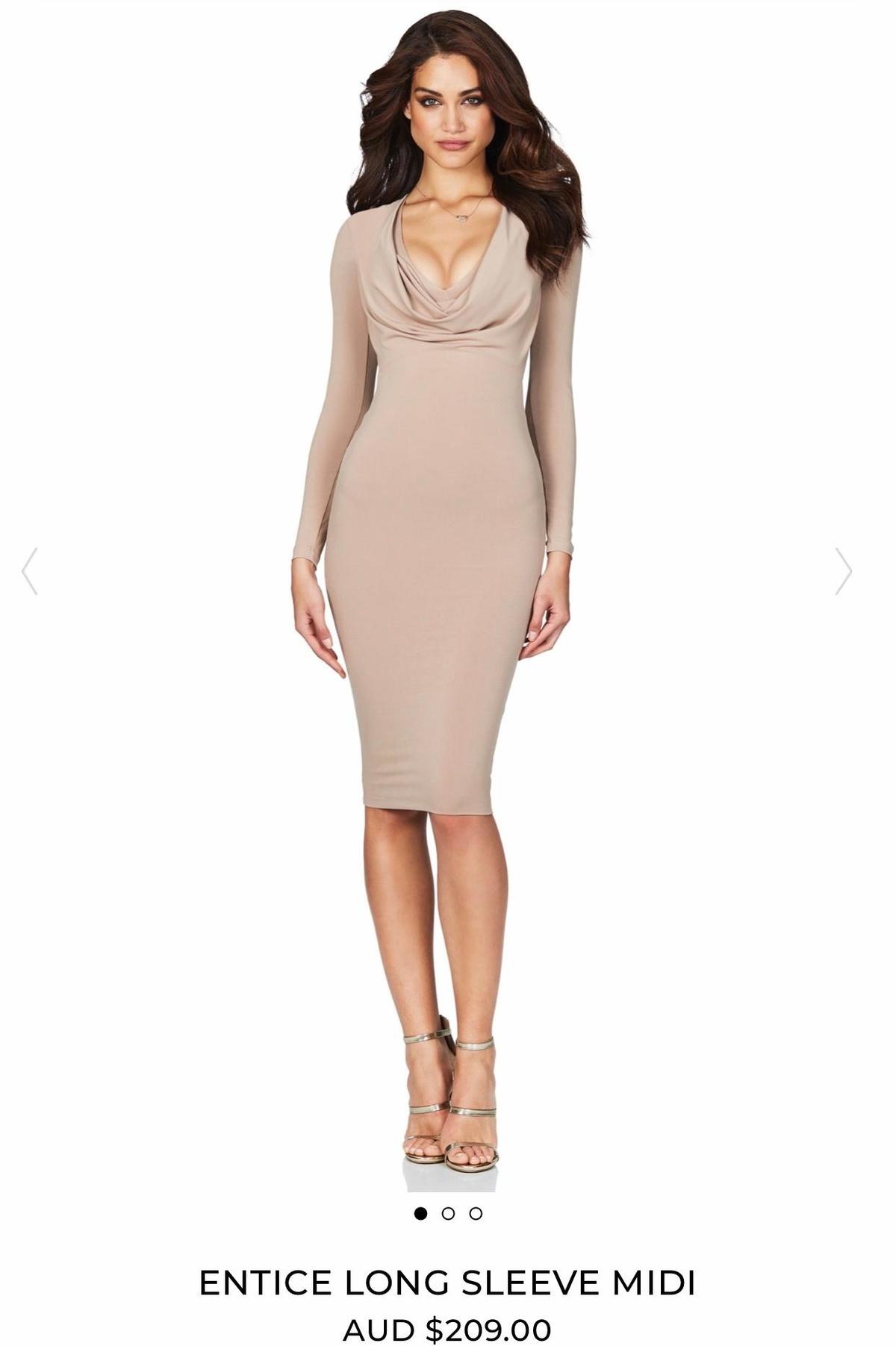 Nookie long sleeve drape midi Nude Size 6 photo 2