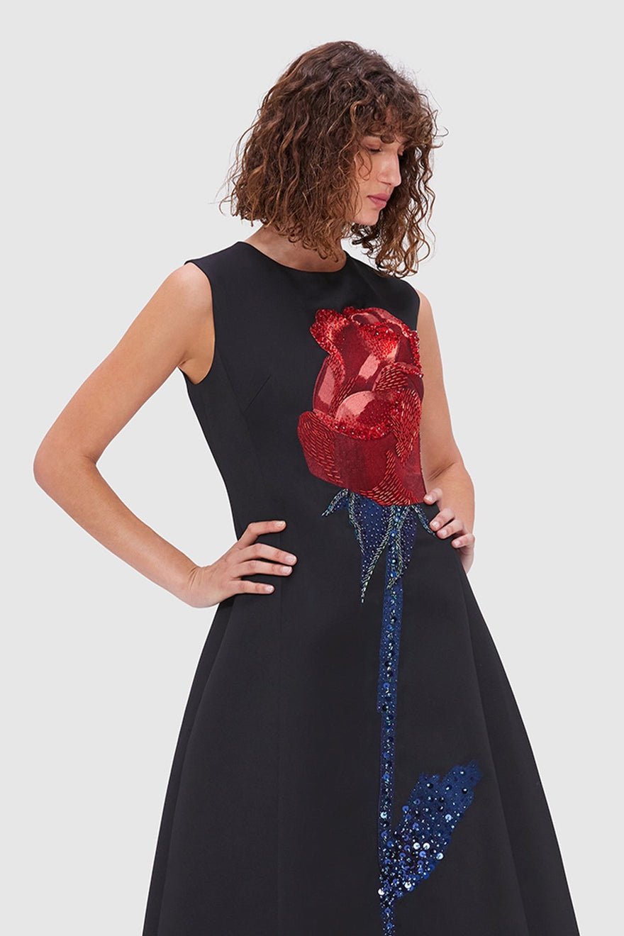 Leo Lin Cleo Embellished Sleeveless Midi Dress - Rose Print photo 3