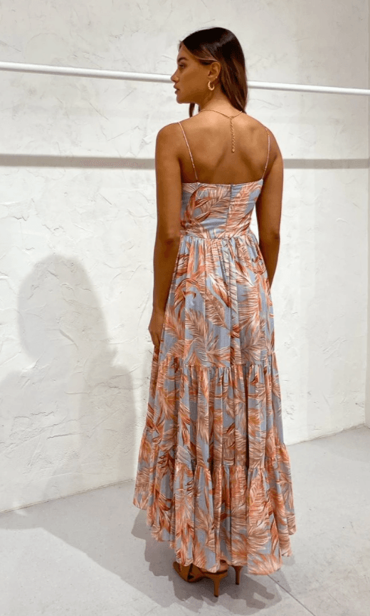 Bec & Bridge Miami Palm Tier Midi Dress Print Size 8 photo 3