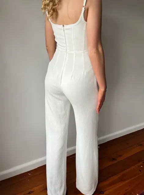 Kookai Oyster Panel Jumpsuit White Size AU 6 photo 2
