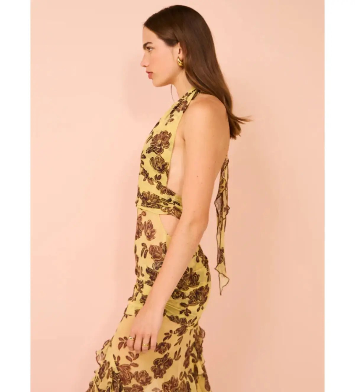 Bec & Bridge Malibu Bay Halter Dress in Citrus Plum Floral Size 8 photo 2