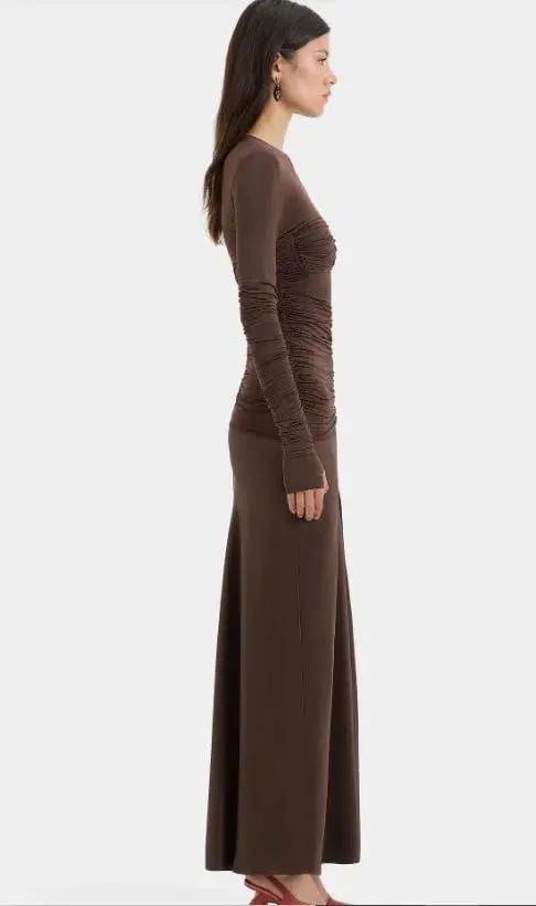 SIR Alessia Draped Gown Maxi Brown Size AU 10 photo 3