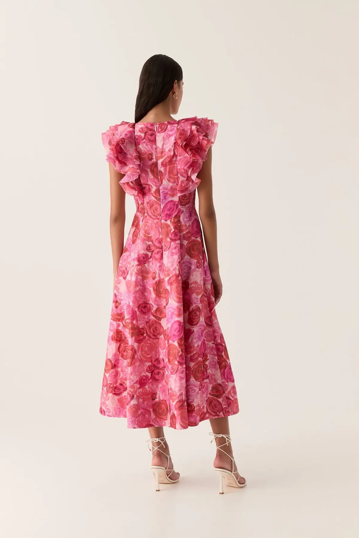 Aje Enchanted Plunge Midi Dress Misty Rose Size 16 photo 2