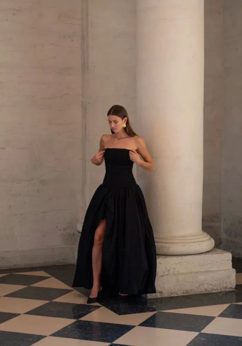 Aje Violette Bubble Hem Maxi Dress Black Size 8 photo 4