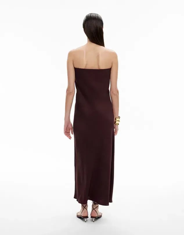 Witchery Strapless Maxi Dress Aubergine Print Size AU 8 photo 3
