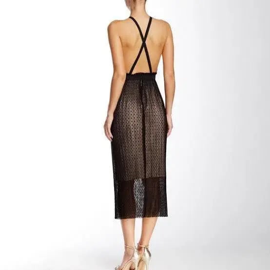 Bec & Bridge Halter Pompette Midi Dress Black Size AU 6 photo 2
