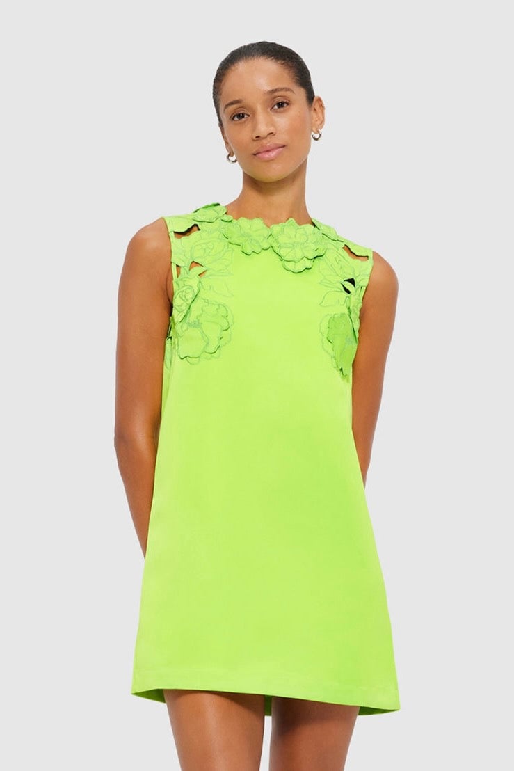 Leo Lin Blair Appliqué Mini Dress - Lime photo 4