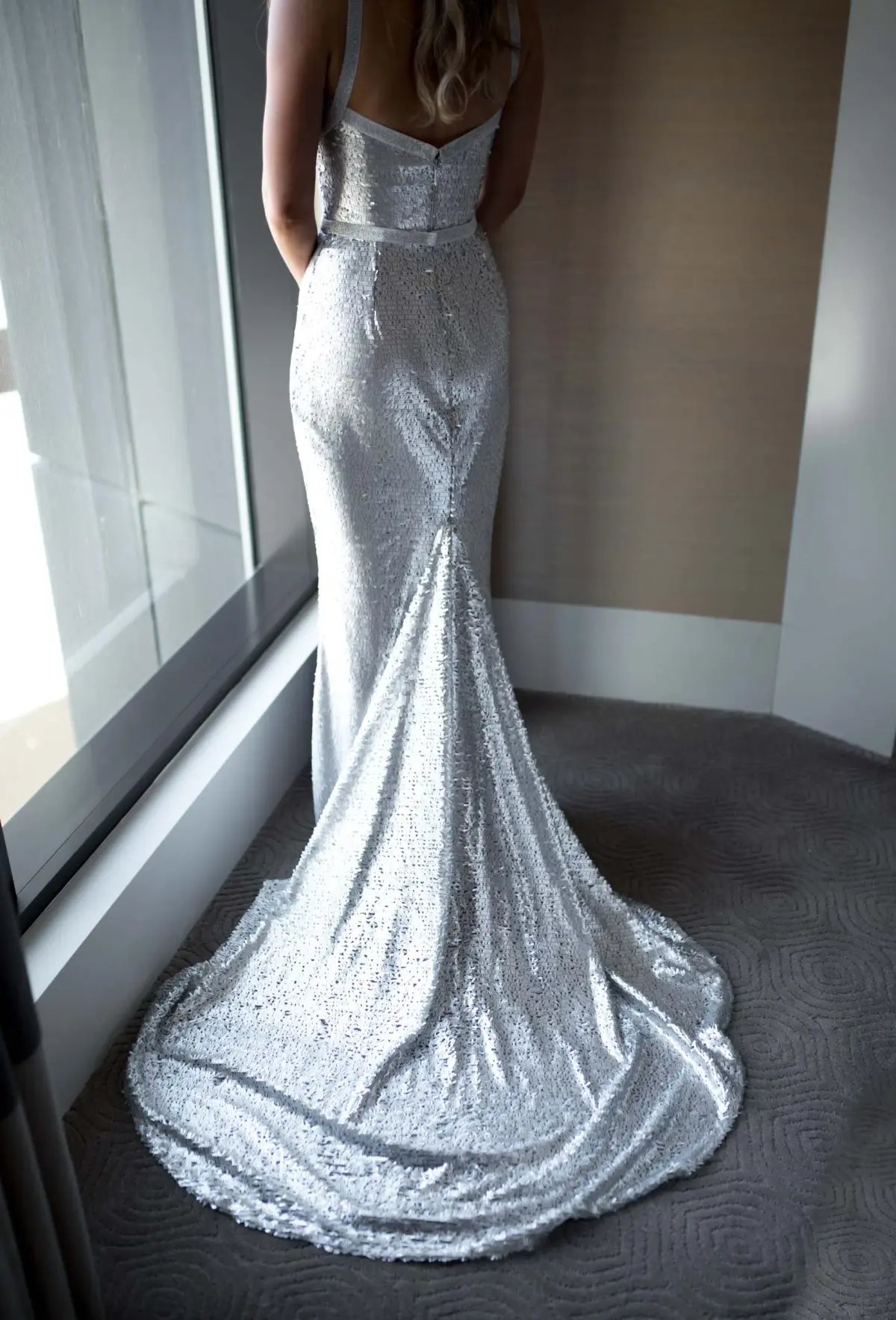 Georgia Young Couture Silver Sequin Gown Size 6 photo 6
