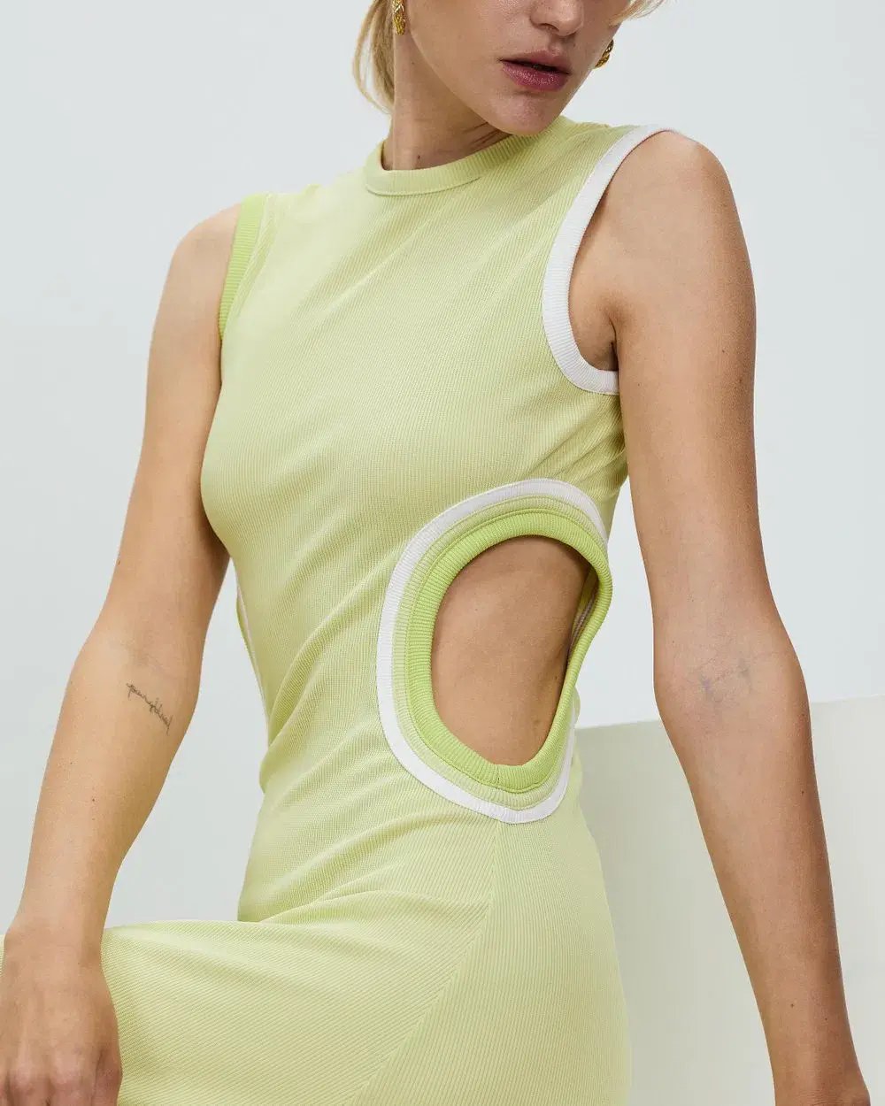 Christopher Esber Multi Bind Fran Dress in Pistachio Multi Green Size 12 photo 3