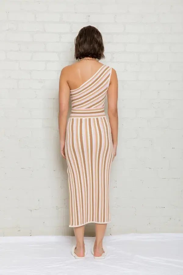 Opal Striped One Shoulder Knit Dress Multi Size M photo 2