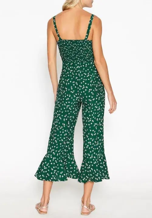 Faithfull the Brand Lea Jumpsuit Green Bettina Floral Print Size XS photo 2