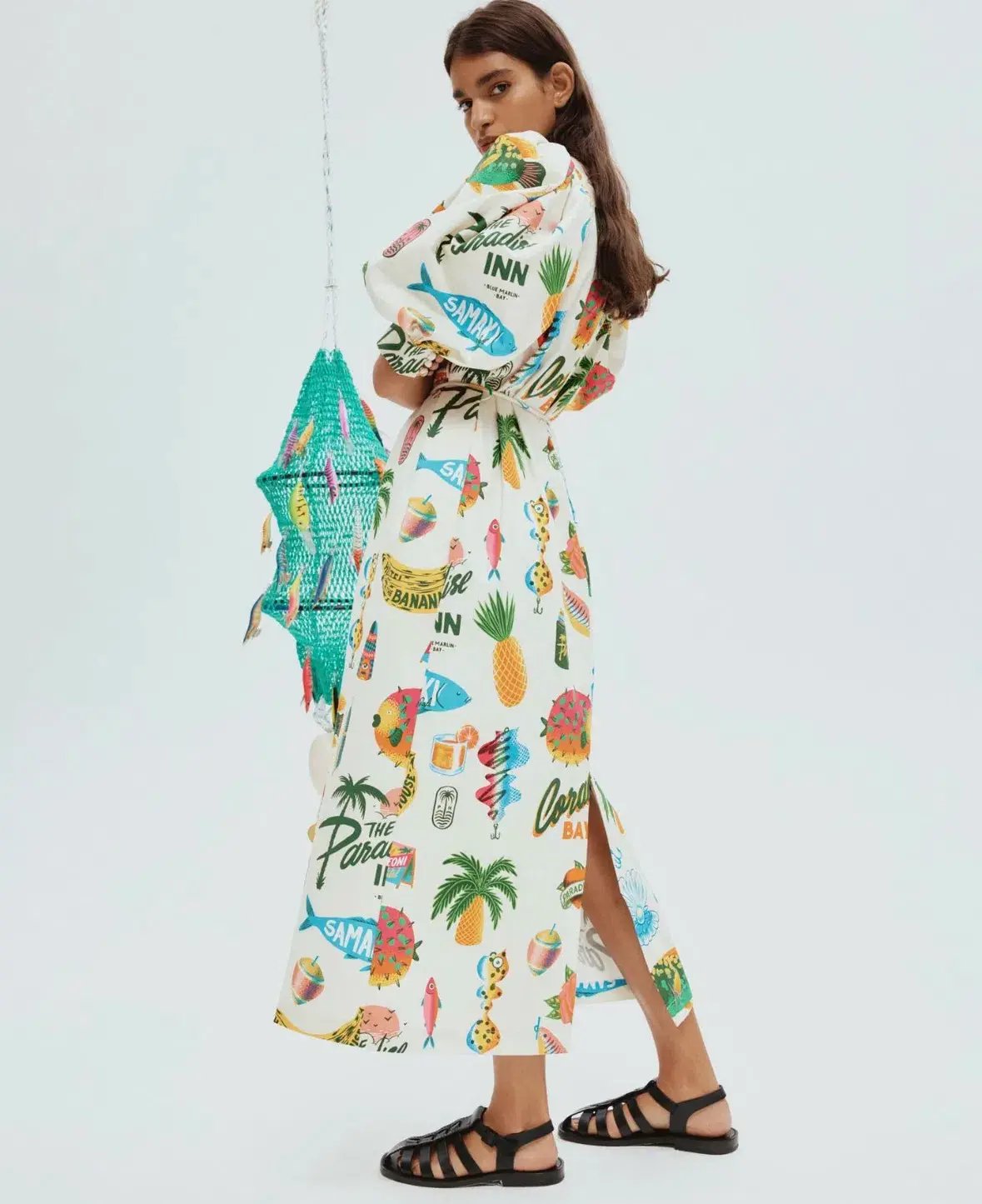 Alemais Samaki Puff Sleeve Midi Dress in Multi Size AU 16 photo 2