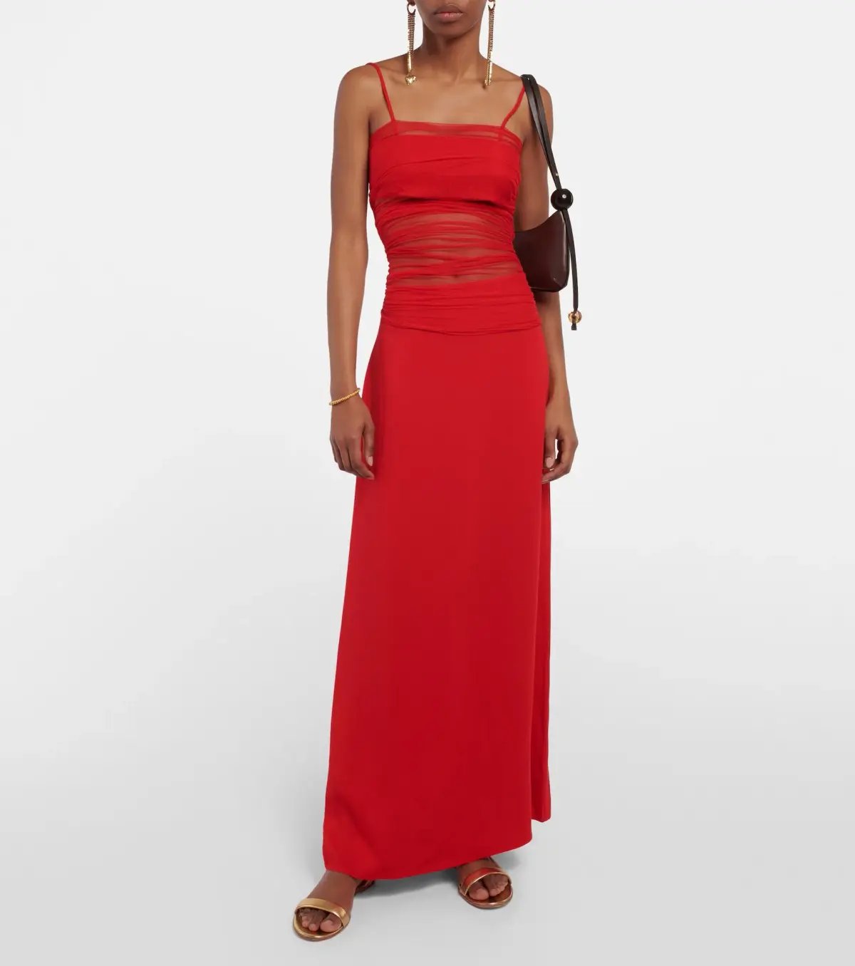 Christopher Esber Contrast Sheer Panel Dress Rubrum Red Size AU 10 photo 4