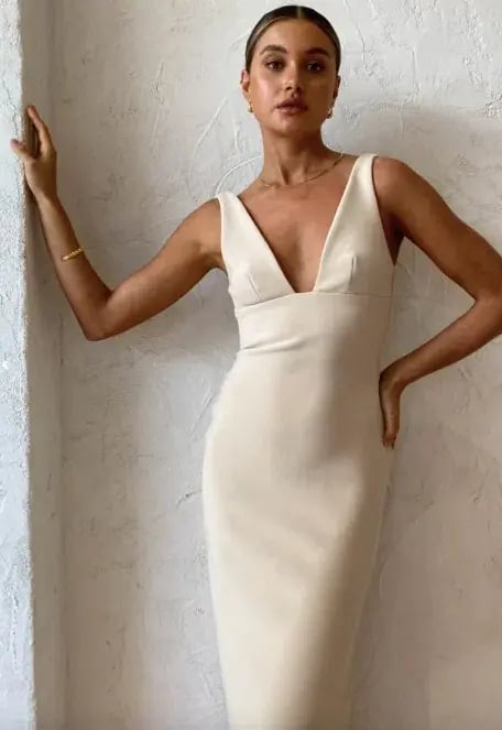 Bec & Bridge Iris Midi Dress Macadamia Size 8 photo 3