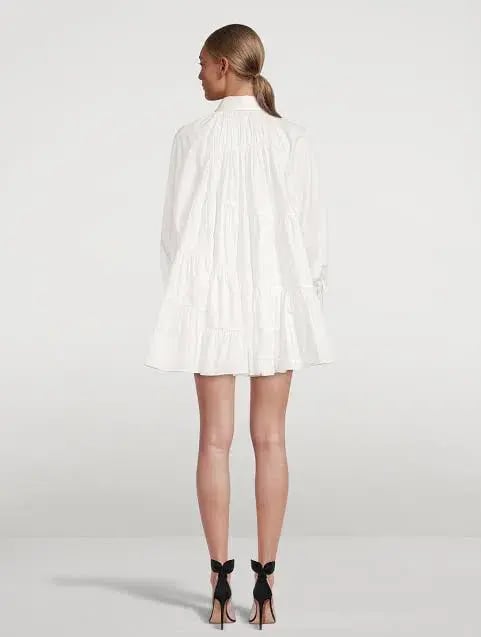 Aje Cascade Gathered Smock Mini Dress in Ivory/White Size 10 photo 2