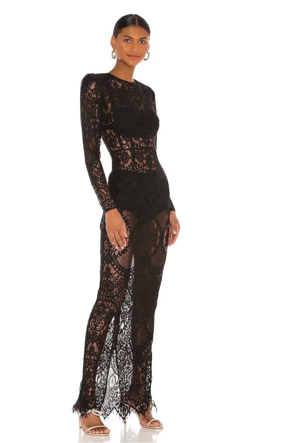 Bronx and Banco Allegra Lace Maxi Dress Black Size 6 photo 5