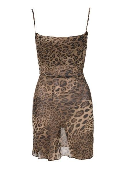 MISTRESS ROCKS ALL OUT LEOPARD PRINT BIAS CUT COWL NECK DRESS photo 9