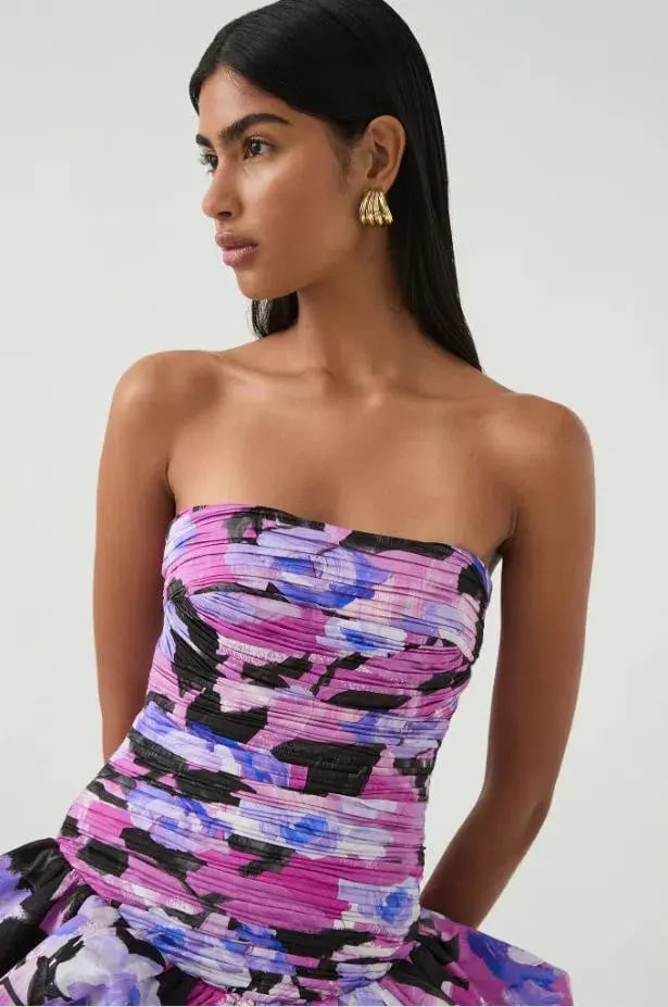 Aje Behold Bubble Hem Mini Dress Lilac Nights Size 8 photo 3