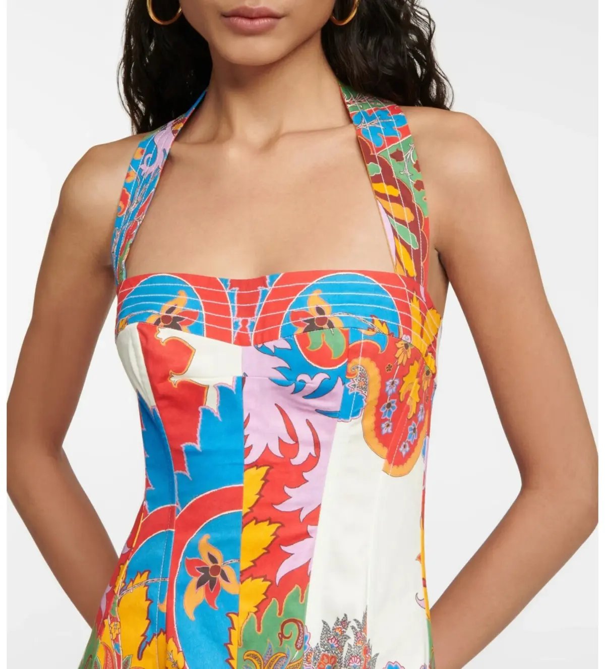 Etro Printed Halterneck Cotton Blend Mini Dress Size 8 photo 3