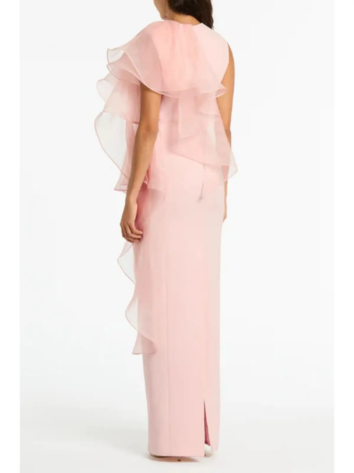 Carla Zampatti Peony Crepe Ruffle Shoulder Gown Pink Size AU 10 photo 2