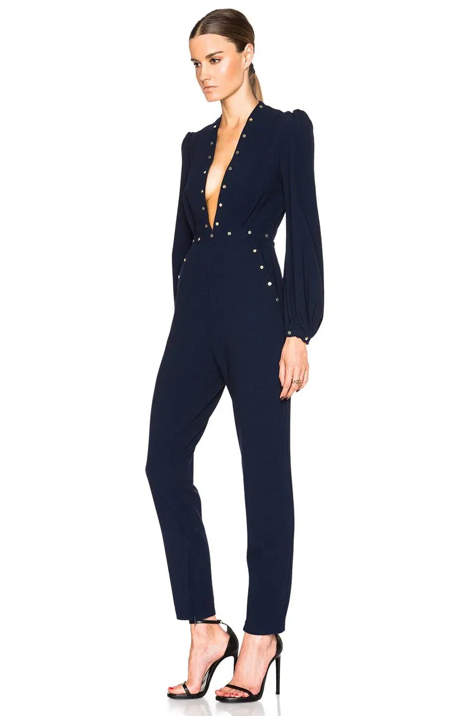Zimmermann Esplanade Rivet Jumpsuit Navy Size 1/Au 10 photo 2