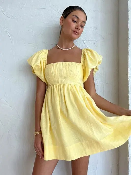 Sovere Relish Mini Dress in Lemon Butter Size 6 photo 3