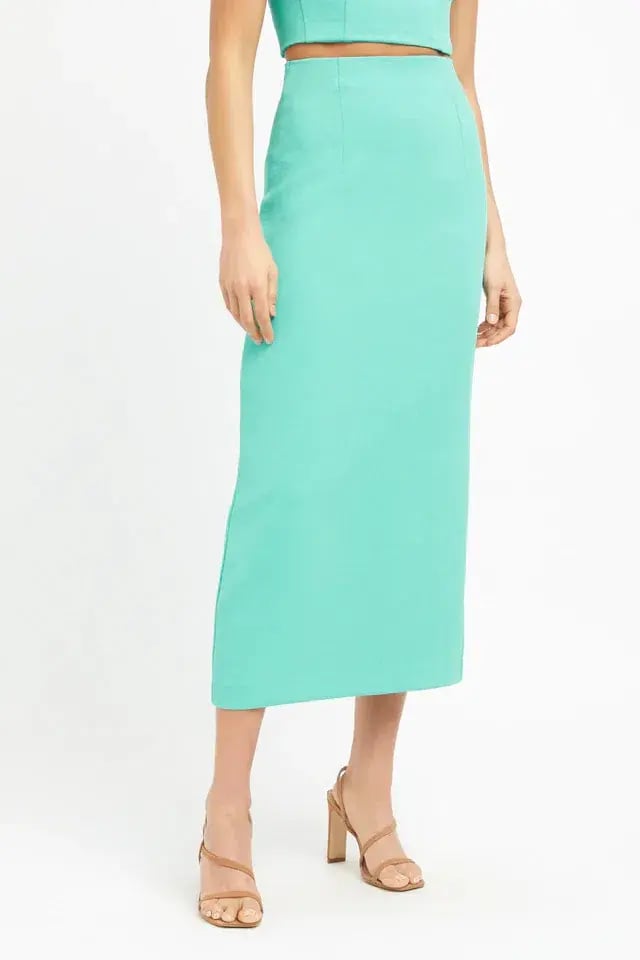 Kookai Oyster Column Skirt and Oyster Panel Top Aqua Green Size 8 photo 4