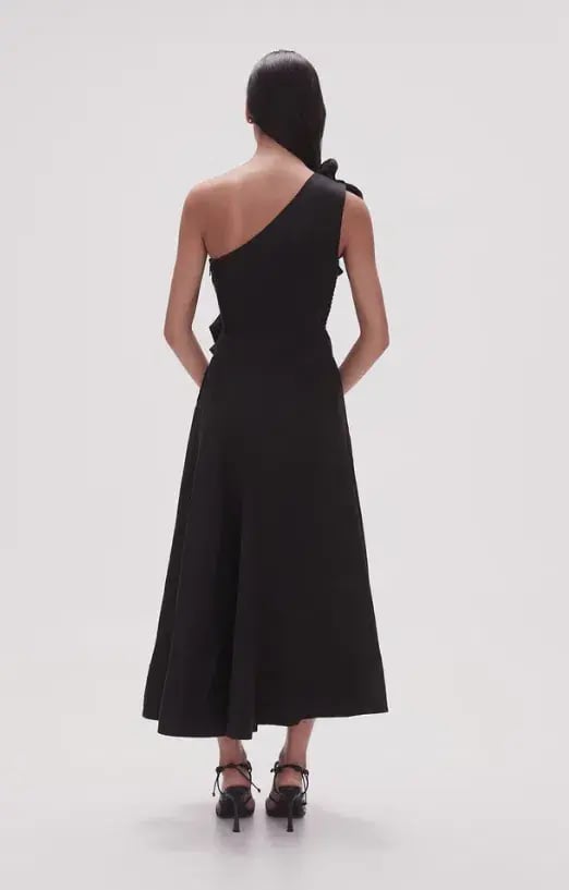 Aje Adelia Ruffle Midi Dress Black Size 6 photo 3