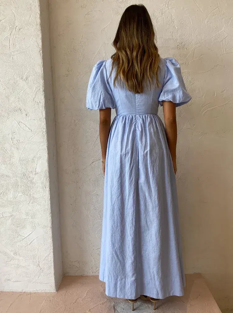By Nicola Dahlia Ring Detail Maxi Dress In Sky photo 3