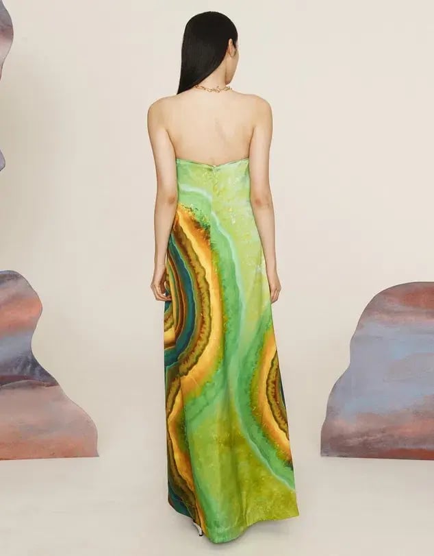 Alemais Iris Strapless Gown Green Maxi Dress XS Size 6 photo 4