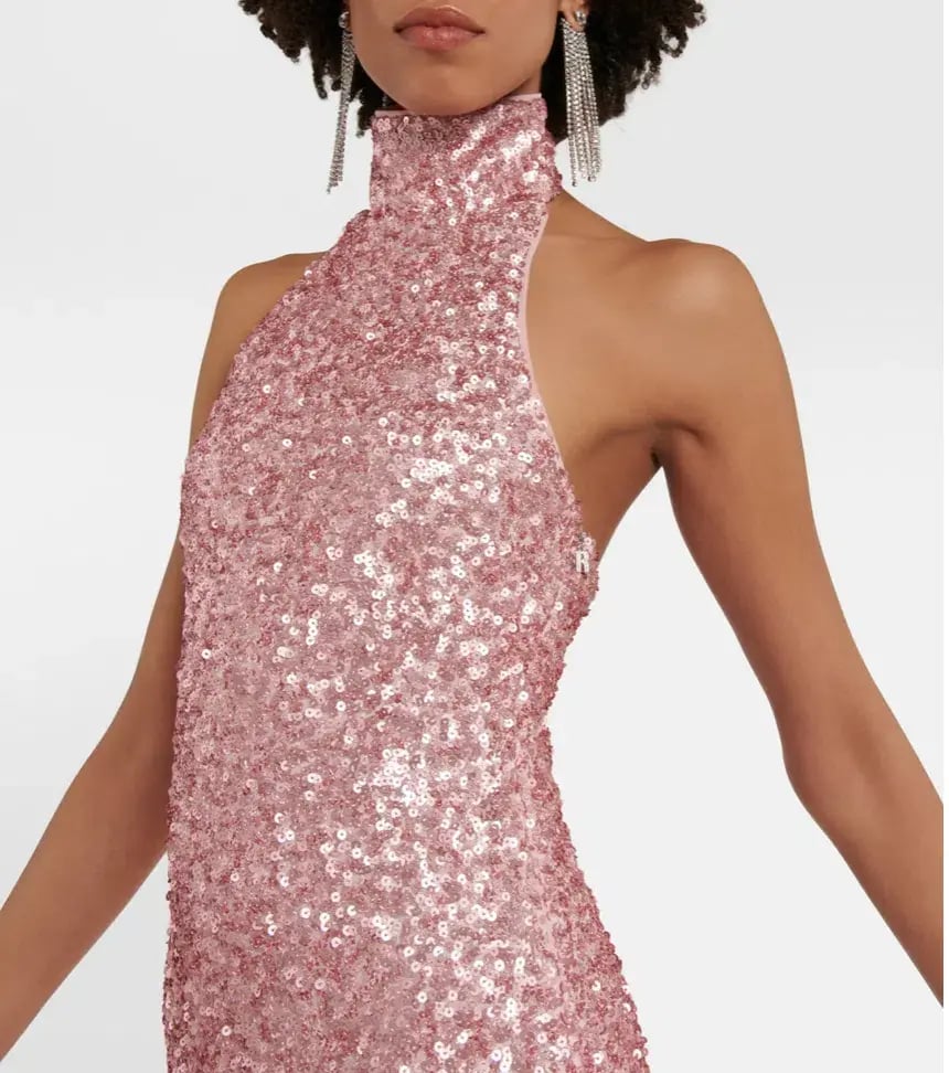 Rotate Birger Christensen Kasia Sequined Maxi Dress Pink Size 10 photo 2