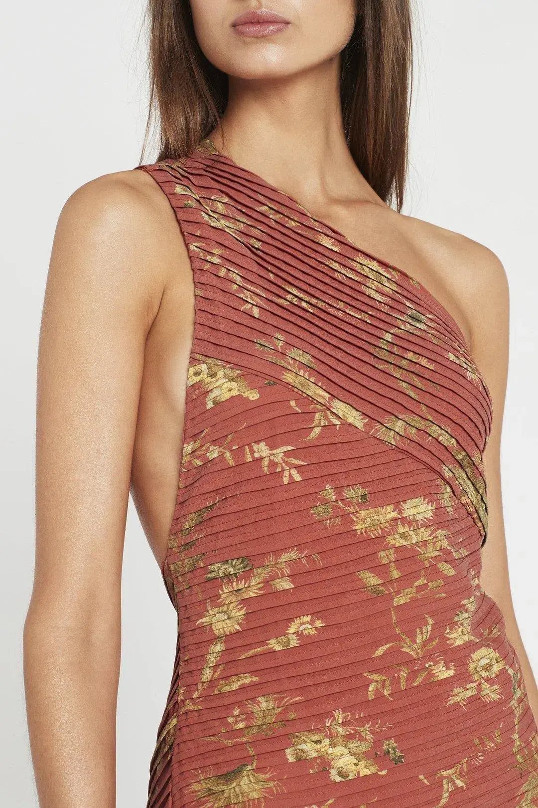 Sir The Label Florentine One Shoulder Pleated Midi Dress Print Size 3 / AU 12 photo 3