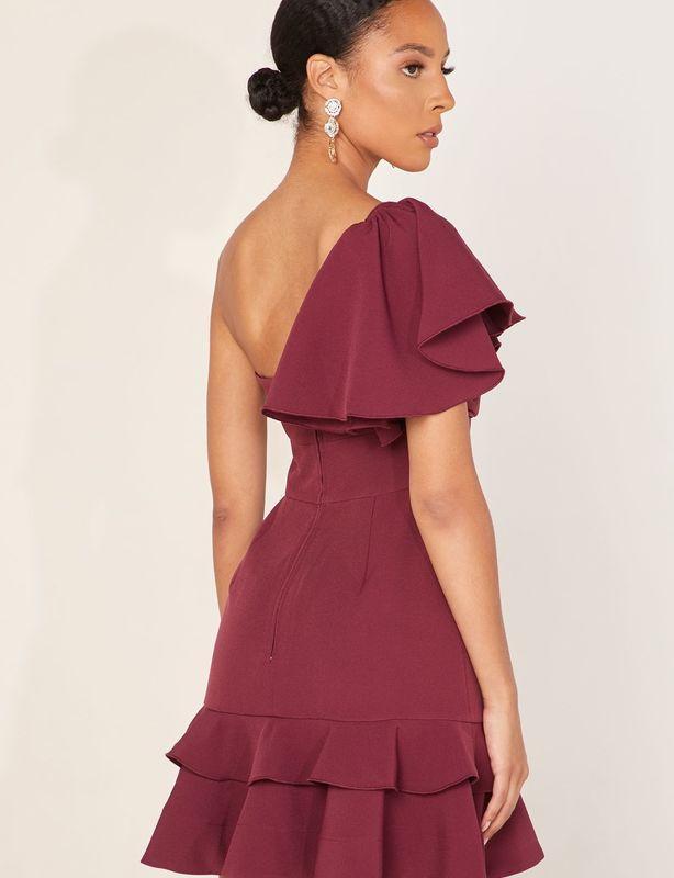 Keepsake the Label Delight Asym Mini Dress Burgundy Size M photo 3