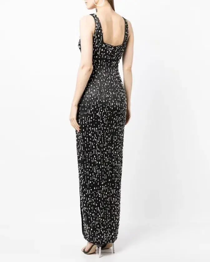Rachel Gilbert Emile Crystal Embellished Sleeveless Gown Black Size 10 photo 2