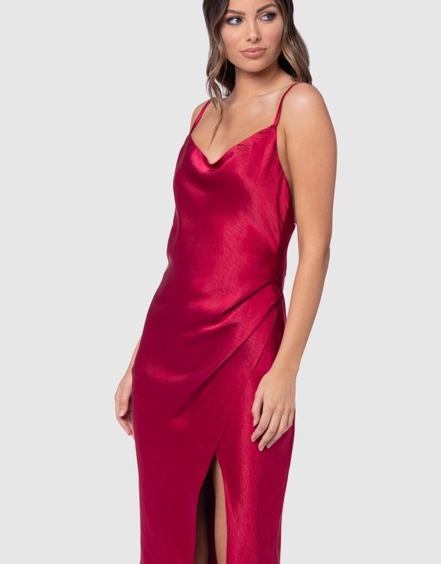 PILGRIM AURORA SATIN DRESS (CERISE) - SIZE 6 photo 2