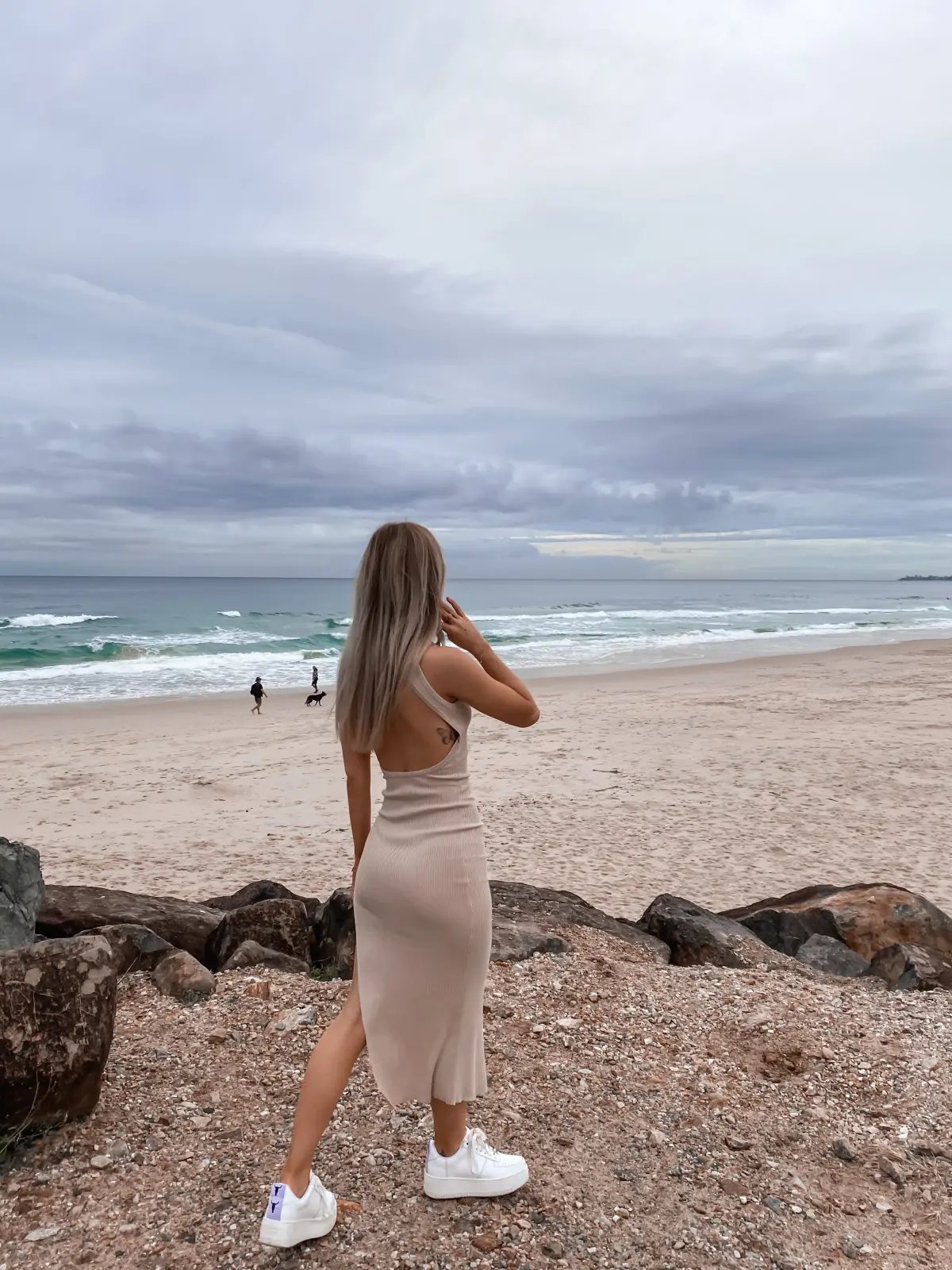Perfect Stranger No Love Knit Midi Dress Nude Size 6 photo 2