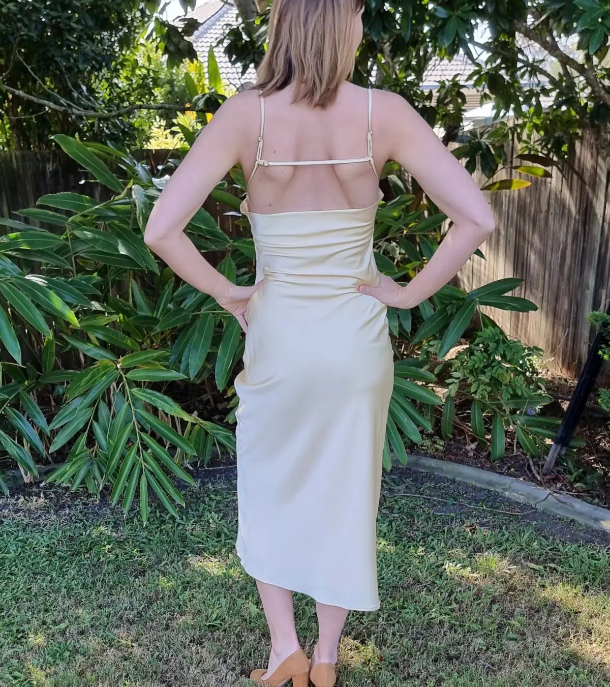 Dissh Greta Satin Midi Dress in Soft Yellow Size 10 photo 3