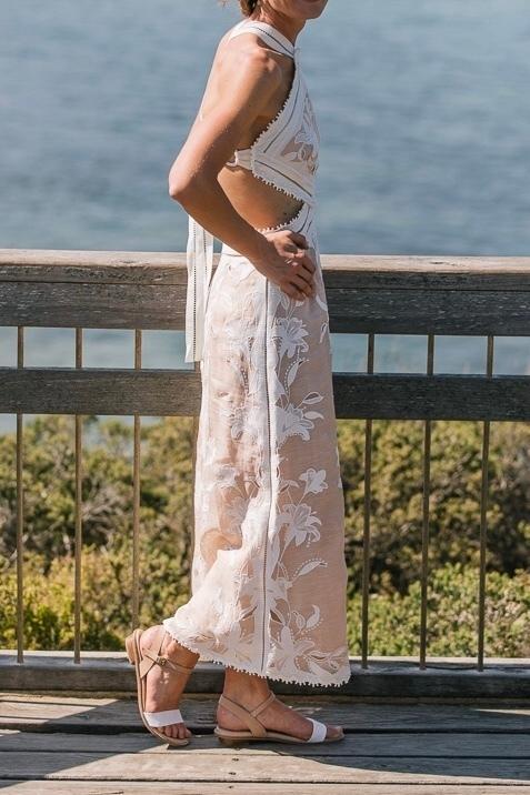 Zimmermann Corsage Lily Midi Halter Dress Cream/Nude Size 0 photo 2
