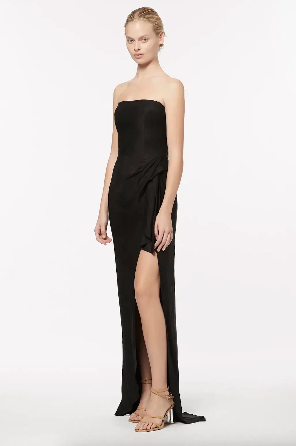 Manning Cartell Asymmetrical Games Strapless Gown Black Size 6 photo 2