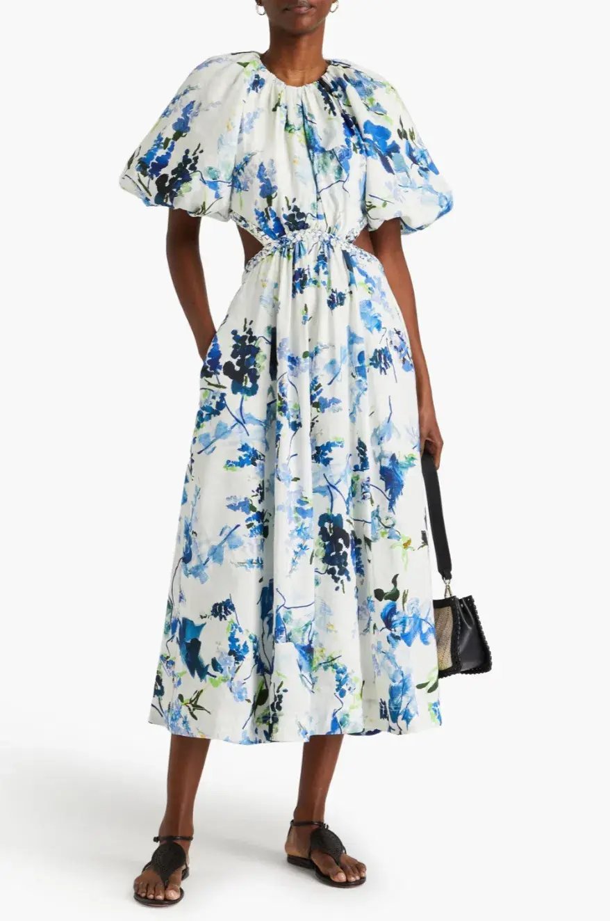 Seed Heritage Shirred Waist Mini Dress Floral Size 4 photo 11
