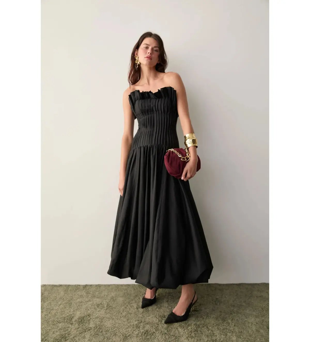 Aje Ivy Bubble Hem Gown Black Size AU 10 photo 2