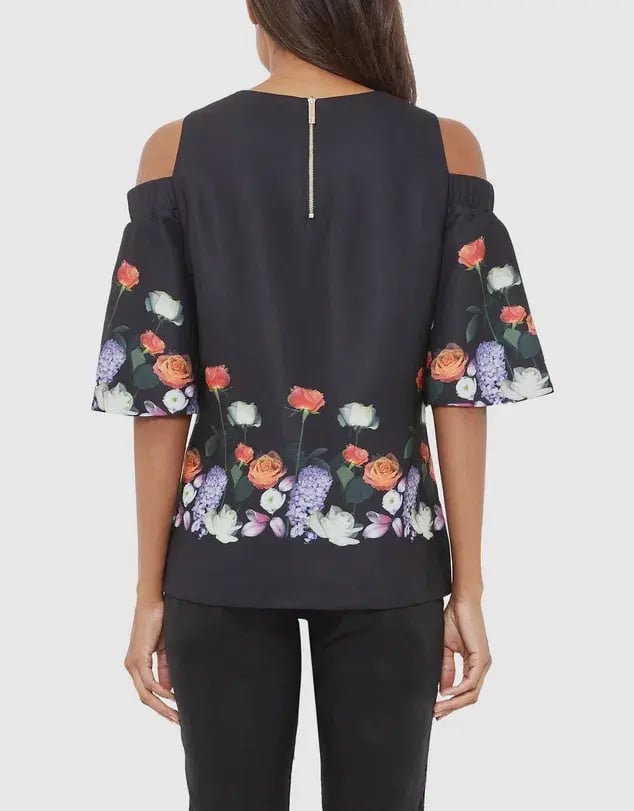 Ted Baker Kensington Amarga Cold-shoulder Top in Black in Size 1/AU 8 photo 2