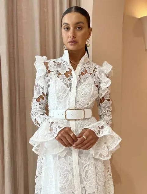 Leo Lin Aliyah Lace Butterfly Sleeve White Size AU 10 photo 4